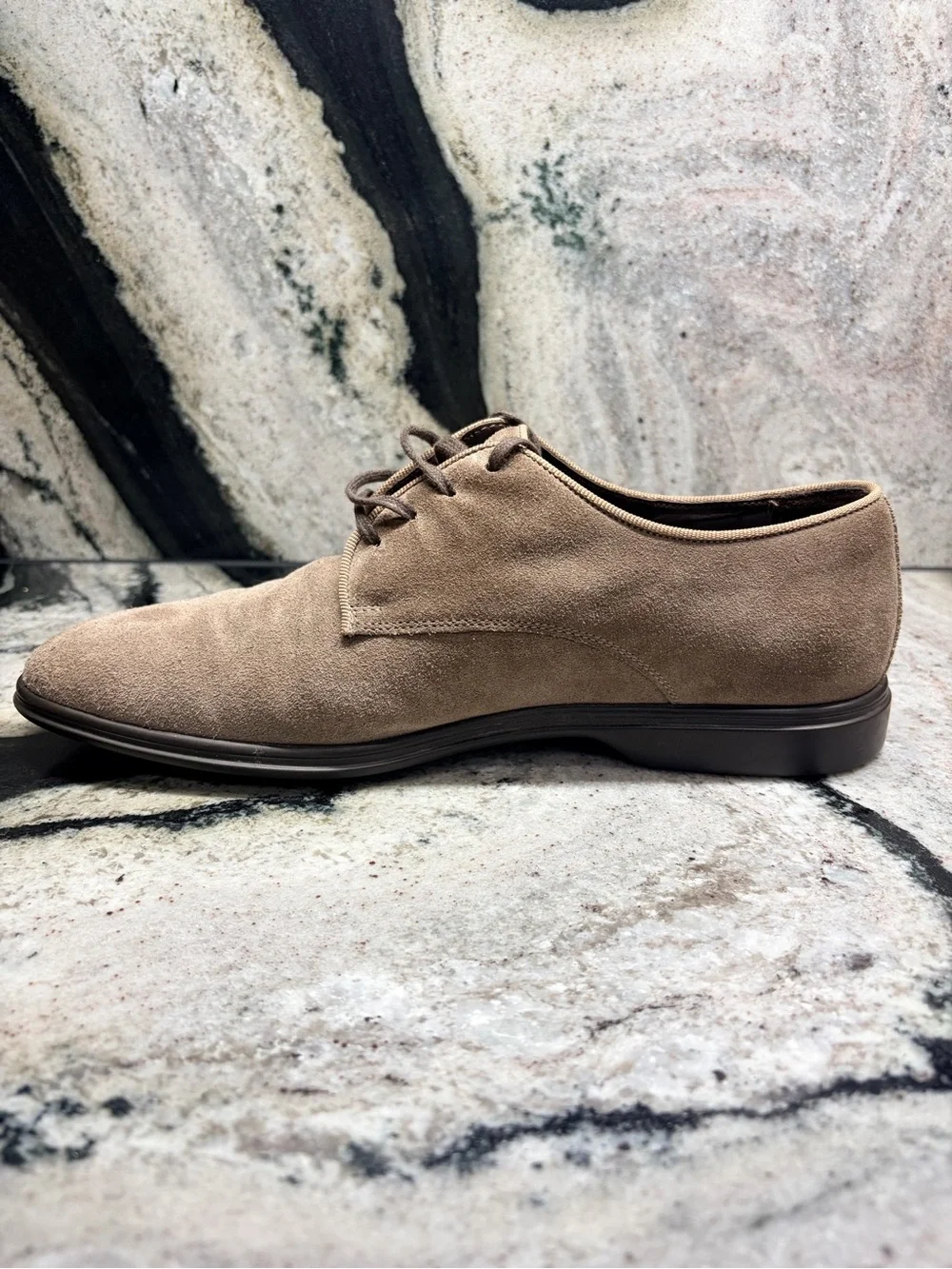 a.testoni Taupe Suede Derby Dress Shoes Men’s US 9 UK 8 Made in Italy